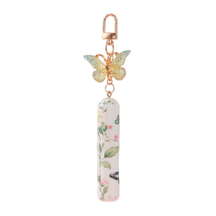 Light Green 3 Pcs Portable 5ml Perfume Atomiser Keychain - Refillable Floral Spray Bottle with Butterfly Charm for Travel & Handbag.