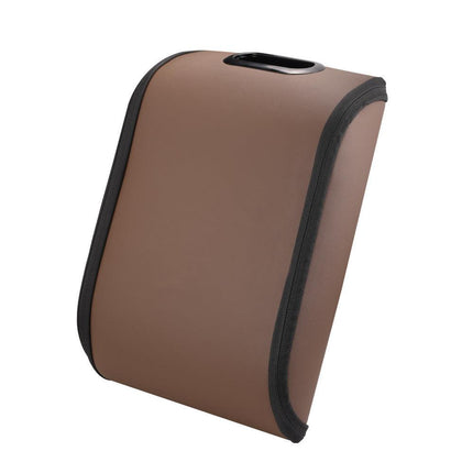 Brown Premium Car Under-Seat Shoe Organiser Box - PVC Leather Storage Case with Anti-Slip Velcro Fixation - Space Saving Vehicle Interior Solution.