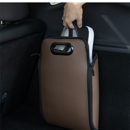 Black Premium Car Under-Seat Shoe Organiser Box - PVC Leather Storage Case with Anti-Slip Velcro Fixation - Space Saving Vehicle Interior Solution.