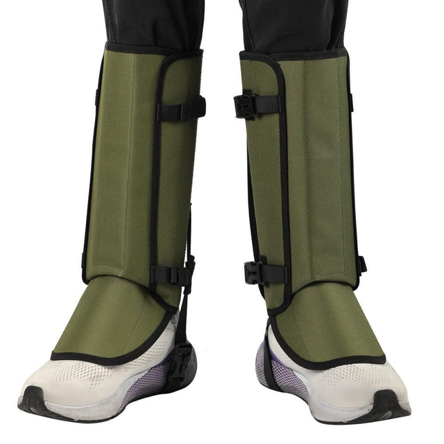 Green Outdoor Waterproof Leg Gaiters - Anti-Snake Bite & Scratch Protection Boot Covers - Breathable Nylon Oxford Leg Guards for Hiking Camping.