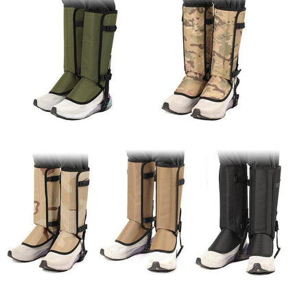 Khaki Outdoor Waterproof Leg Gaiters - Anti-Snake Bite & Scratch Protection Boot Covers - Breathable Nylon Oxford Leg Guards for Hiking Camping.