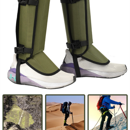 Khaki Outdoor Waterproof Leg Gaiters - Anti-Snake Bite & Scratch Protection Boot Covers - Breathable Nylon Oxford Leg Guards for Hiking Camping.