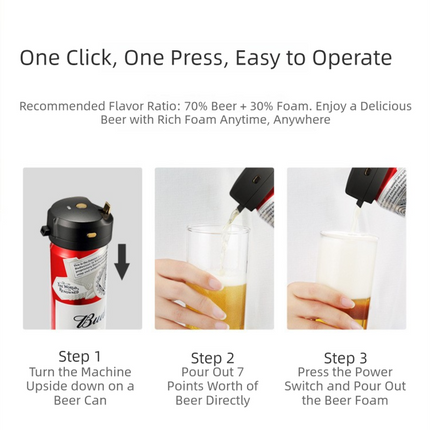 Portable Ultrasonic Beer Foam Maker - Clip-On Canned Beer Dispenser for Creamy Head - Battery Operated Bar Accessory.