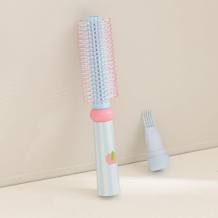 Blue 3-Piece Aesthetic Hair Brush Set - Detangling Air Cushion & Volumising Roller Comb with Hidden Cleaning Claw - Scalp Massage Styling Kit.