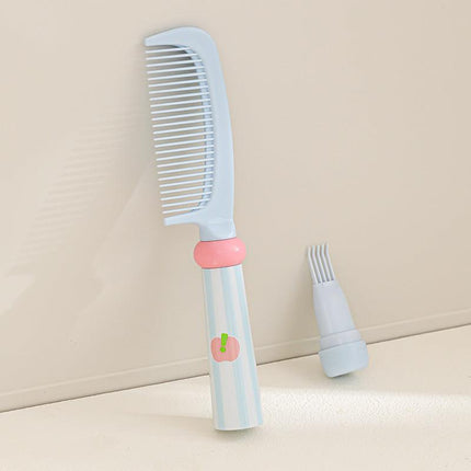 Blue 3-Piece Aesthetic Hair Brush Set - Detangling Air Cushion & Volumising Roller Comb with Hidden Cleaning Claw - Scalp Massage Styling Kit.