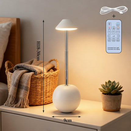 White Creative Tumbler LED Night Light - Rechargeable RGB Desk Lamp with Remote Control - Height Adjustable, Brightness Adjustable, Bedside Ambient Light.