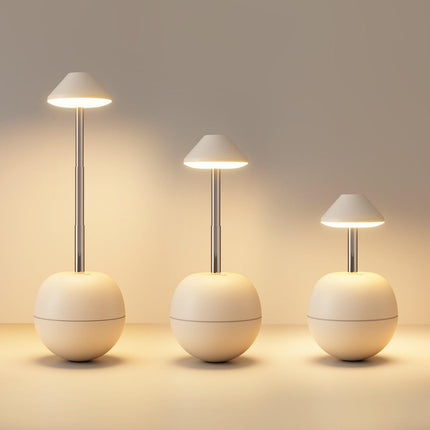 White Creative Tumbler LED Night Light - Rechargeable RGB Desk Lamp with Remote Control - Height Adjustable, Brightness Adjustable, Bedside Ambient Light.
