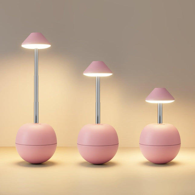 Pink Creative Tumbler LED Night Light - Rechargeable RGB Desk Lamp with Remote Control - Height Adjustable, Brightness Adjustable, Bedside Ambient Light.