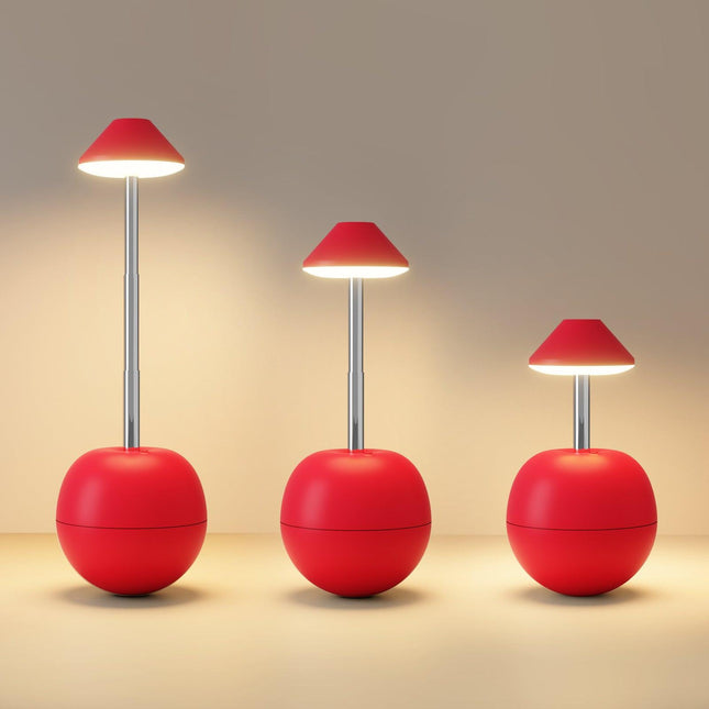 Red Creative Tumbler LED Night Light - Rechargeable RGB Desk Lamp with Remote Control - Height Adjustable, Brightness Adjustable, Bedside Ambient Light.