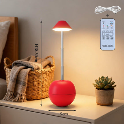 Red Creative Tumbler LED Night Light - Rechargeable RGB Desk Lamp with Remote Control - Height Adjustable, Brightness Adjustable, Bedside Ambient Light.