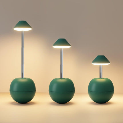 Green Creative Tumbler LED Night Light - Rechargeable RGB Desk Lamp with Remote Control - Height Adjustable, Brightness Adjustable, Bedside Ambient Light.