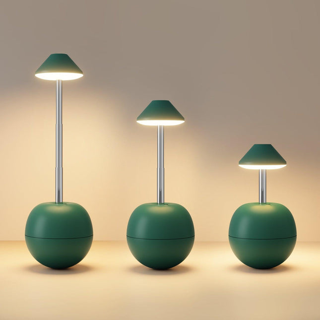 Green Creative Tumbler LED Night Light - Rechargeable RGB Desk Lamp with Remote Control - Height Adjustable, Brightness Adjustable, Bedside Ambient Light.