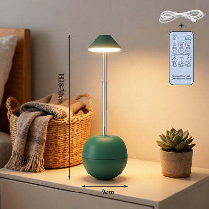 Green Creative Tumbler LED Night Light - Rechargeable RGB Desk Lamp with Remote Control - Height Adjustable, Brightness Adjustable, Bedside Ambient Light.