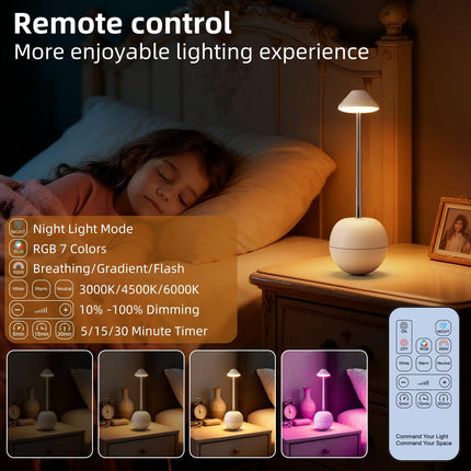 Green Creative Tumbler LED Night Light - Rechargeable RGB Desk Lamp with Remote Control - Height Adjustable, Brightness Adjustable, Bedside Ambient Light.