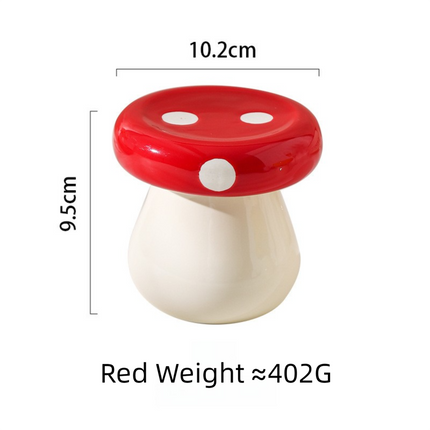 Red Stylish Mushroom Ceramic Toothpick Holder and Cotton Swab Jar for Home Kitchen Table Decor(Excluding cotton swabs, dental floss, etc.).