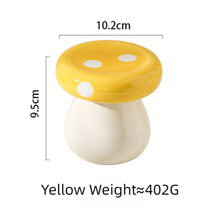 Yellow Stylish Mushroom Ceramic Toothpick Holder and Cotton Swab Jar for Home Kitchen Table Decor(Excluding cotton swabs, dental floss, etc.).