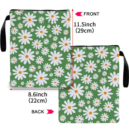 Green Floral pattern book cover with zippered pocket - Lightweight polyester book cover, suitable for books and tablets(BS001).