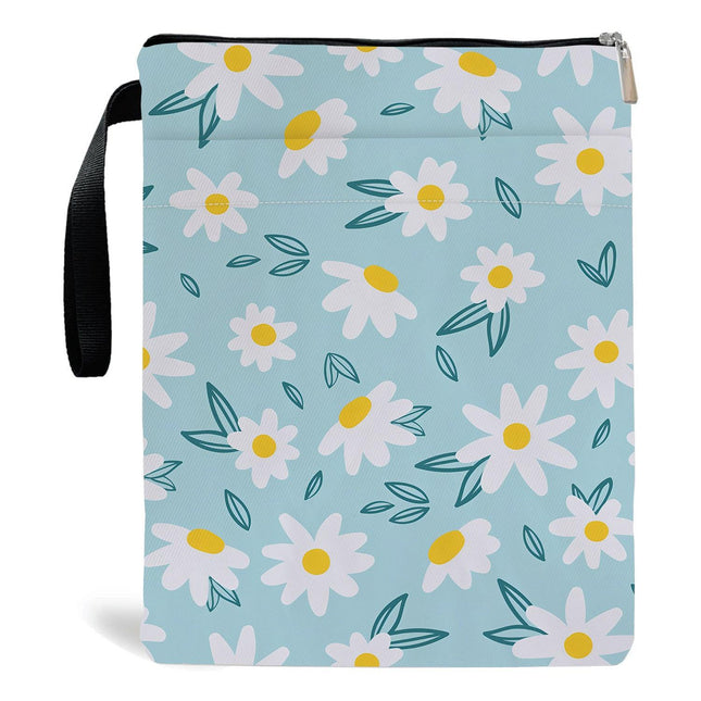 Blue Floral pattern book cover with zippered pocket - Lightweight polyester book cover, suitable for books and tablets(FBS001).