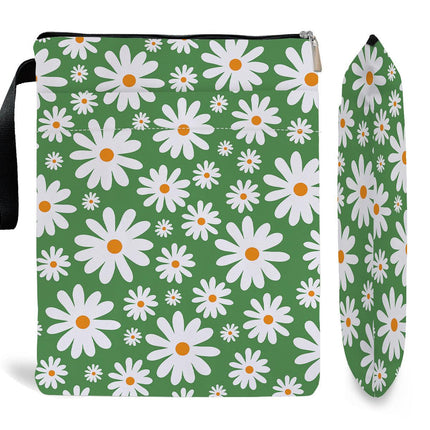 Blue Floral pattern book cover with zippered pocket - Lightweight polyester book cover, suitable for books and tablets(FBS001).