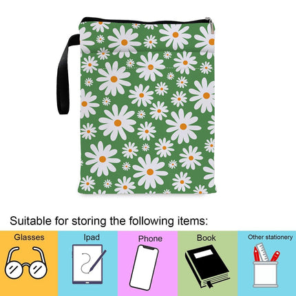 Blue Floral pattern book cover with zippered pocket - Lightweight polyester book cover, suitable for books and tablets(FBS001).