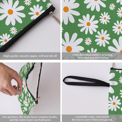 Blue Floral pattern book cover with zippered pocket - Lightweight polyester book cover, suitable for books and tablets(FBS001).