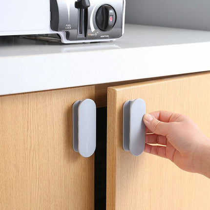 Black 10-Pack No-Drill Window Handle Cabinet Pulls - Adhesive Mounting for Easy Installation.