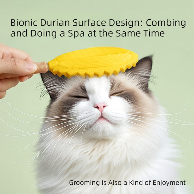 Green Pet Durian Massage Comb 2-Pack - Cat Deshedding Brush with Dual-Sided TPR Design for Soft Skin and Fur Cleaning.