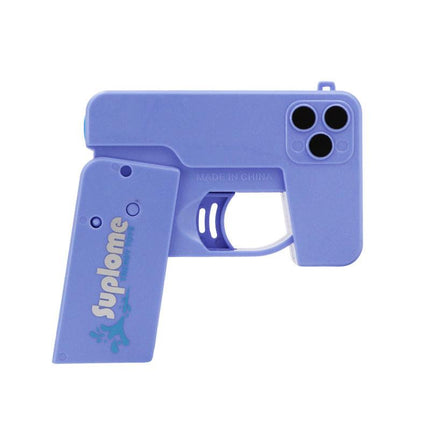 2 Pcs Blue Mini Foldable Phone Water Gun - Portable Dual-Nozzle Spray Toy for Summer Fun and Stress Relief.