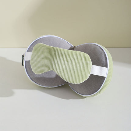 Green and Grey 3-in-1 Foldable Sleep Eye Mask with Neck Pillow - Compact Travel Pillow for Airplane, Office Naps and Restful Sleep.