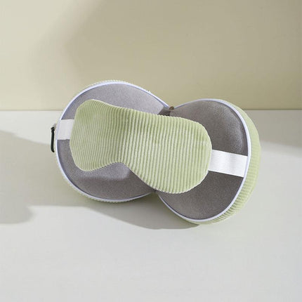 Green and Grey 3-in-1 Foldable Sleep Eye Mask with Neck Pillow - Compact Travel Pillow for Airplane, Office Naps and Restful Sleep.