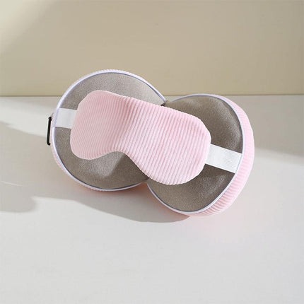 Pink and Grey 3-in-1 Foldable Sleep Eye Mask with Neck Pillow - Compact Travel Pillow for Airplane, Office Naps and Restful Sleep.