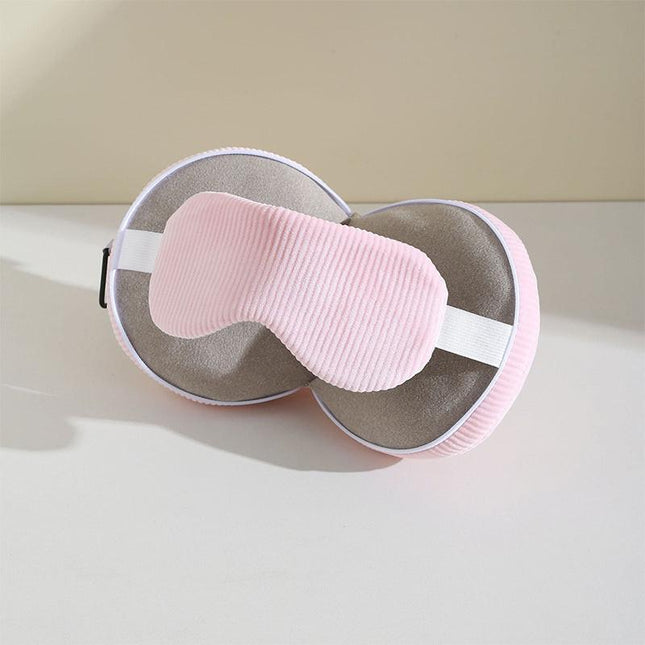 Pink and Grey 3-in-1 Foldable Sleep Eye Mask with Neck Pillow - Compact Travel Pillow for Airplane, Office Naps and Restful Sleep.