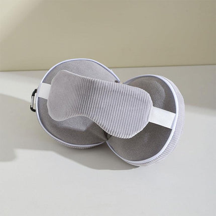 Grey 3-in-1 Foldable Sleep Eye Mask with Neck Pillow - Compact Travel Pillow for Airplane, Office Naps and Restful Sleep.