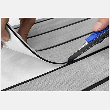 Grey Striped EVA Boat Deck Mat - Waterproof Non-Slip Flooring for Yacht, Boat, and Outdoor Use(2400x300x6mm).