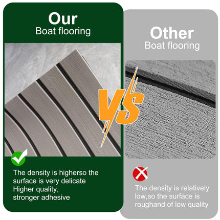 Grey Striped EVA Boat Deck Mat - Waterproof Non-Slip Flooring for Yacht, Boat, and Outdoor Use(2400x450x6mm).