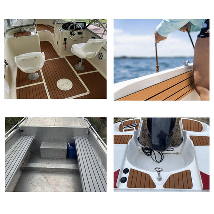 Grey Striped EVA Boat Deck Mat - Waterproof Non-Slip Flooring for Yacht, Boat, and Outdoor Use(2400x450x6mm).