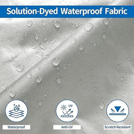 Grey Heavy Duty Waterproof Tarp Covers with Storage Bag, Fits V-Hull, Fish&Ski, Pro-Style, Fishing, Runabout, Bass Boats, 11-13 feet (420cm x 270cm).