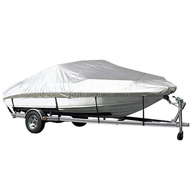 Grey Heavy Duty Waterproof Tarp Covers with Storage Bag, Fits V-Hull, Fish&Ski, Pro-Style, Fishing, Runabout, Bass Boats, 14-16FT(530cm*290cm).