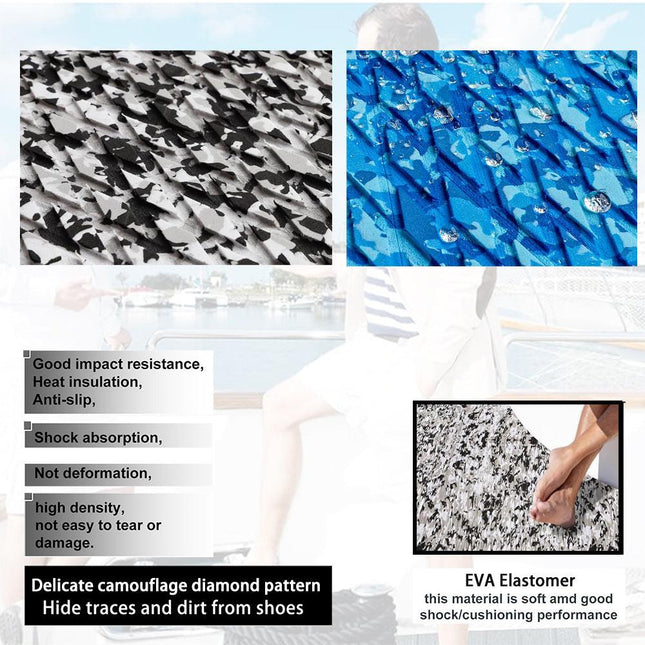 Snow Camouflage EVA Boat Deck Mat - Non-Slip, Waterproof Flooring for Yacht, Boat, and Outdoor Use(2400x300x5mm).