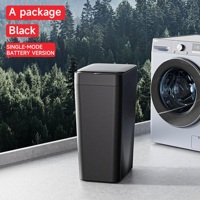Black Smart Sensor Trash Can – Slim, Durable, and Hands-Free Waste Bin for Kitchen, Bathroom, or Living Room.
