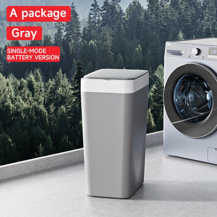 Grey Smart Sensor Trash Can – Slim, Durable, and Hands-Free Waste Bin for Kitchen, Bathroom, or Living Room.