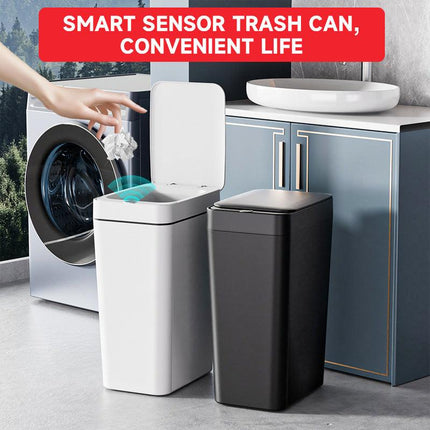 Grey Smart Sensor Trash Can – Slim, Durable, and Hands-Free Waste Bin for Kitchen, Bathroom, or Living Room.