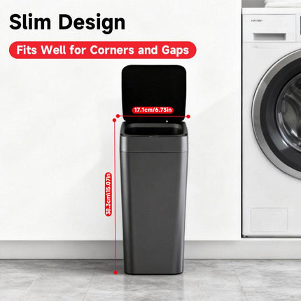 Grey Smart Sensor Trash Can – Slim, Durable, and Hands-Free Waste Bin for Kitchen, Bathroom, or Living Room.