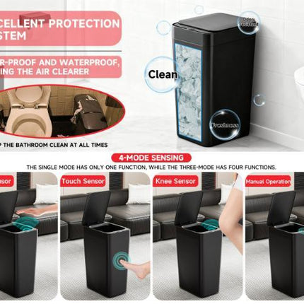 Grey Smart Sensor Trash Can – Slim, Durable, and Hands-Free Waste Bin for Kitchen, Bathroom, or Living Room.