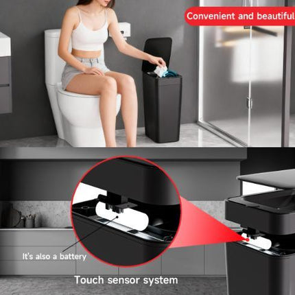 Grey Smart Sensor Trash Can – Slim, Durable, and Hands-Free Waste Bin for Kitchen, Bathroom, or Living Room.