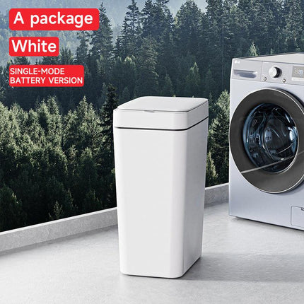 White Smart Sensor Trash Can – Slim, Durable, and Hands-Free Waste Bin for Kitchen, Bathroom, or Living Room.