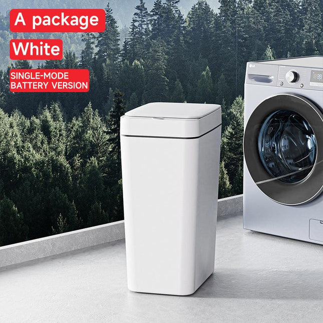 White Smart Sensor Trash Can – Slim, Durable, and Hands-Free Waste Bin for Kitchen, Bathroom, or Living Room.
