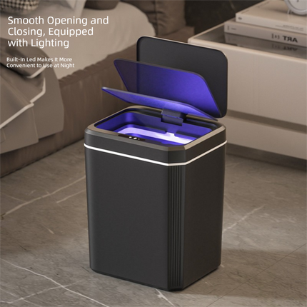 White Smart Sensor Trash Can – 20L Capacity, Touch-Free Operation with Odor-Blocking & Waterproof Design.