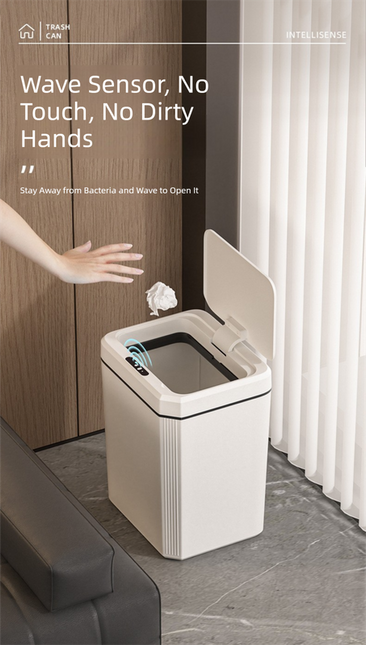 Black Smart Sensor Trash Can – 20L Capacity, Touch-Free Operation with Odor-Blocking & Waterproof Design.