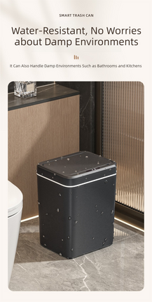 Black Smart Sensor Trash Can – 20L Capacity, Touch-Free Operation with Odor-Blocking & Waterproof Design.